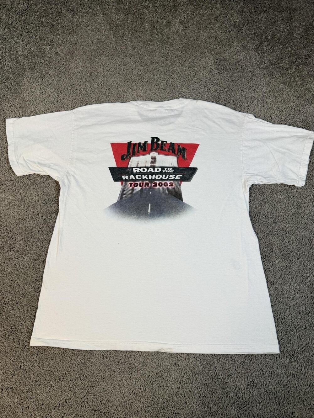 Vintage Nickleback Jim Beam 2002 Tour Shirt Size XL White Road To The Rackhouse